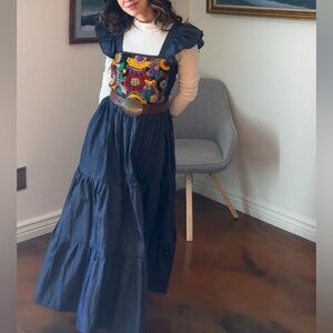 Navy Embroidered Women's Dress